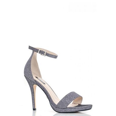 Quiz Pewter Shimmer Barely There Heeled Sandals